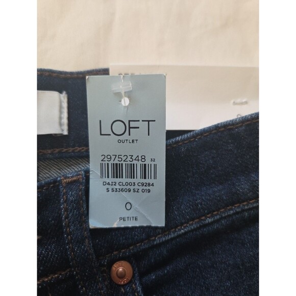 NWT Loft Outlet | Size 0 Petite | Straight Leg High Rise Jeans Raw Hem - Picture 4 of 12
